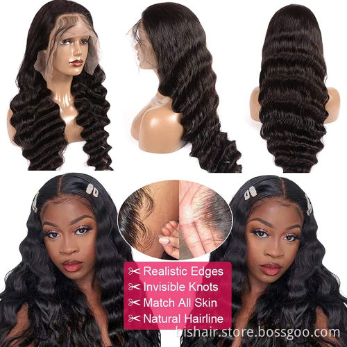 Cheap Loose Deep Wave Wig16inch-28inch Lace Front Human Hair Wigs For Women 13x4 HD Lace Frontal Wig180% density natural color